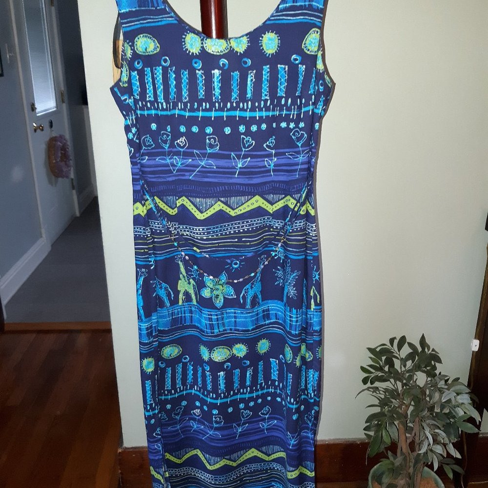 Sleeveless Casual Giraffe/ Flower Print Dress
